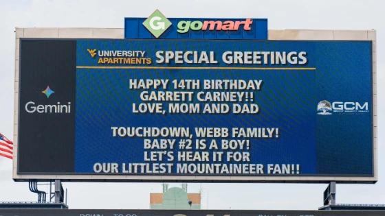 WVU Videoboard Fan Greeting